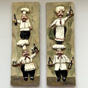 JOY ALLDREDGE ITALIAN CHEF WALL PLAQUES 3D WINE TILES
